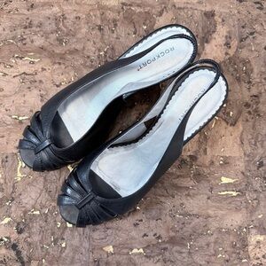 Leather Rockport Women's Black Peep-Toe Heels